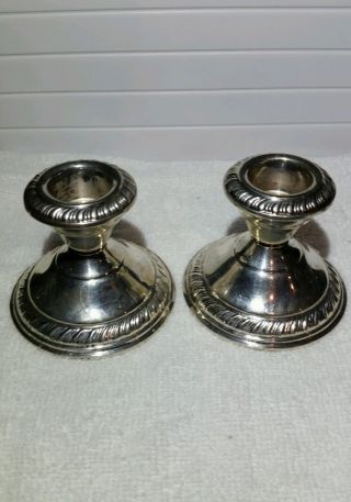 Pair Vintage Rare Schweitzer Co Sterling Silver Candleholders Candlesticks photo