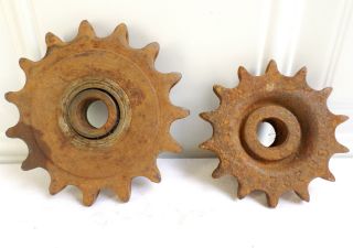 Antique Vintage Metal Industrial Gears Sprockets Cog Steampunk Rustic photo