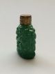 Bohemian Czech Vintage Malachite Jade - Floral Motif Glass Perfume Bottle Perfume Bottles photo 1