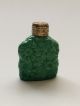Bohemian Czech Vintage Malachite Jade - Floral Motif Glass Perfume Bottle Perfume Bottles photo 2