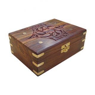 Exclusive Handmade Carving Wooden Jewelry Box With Brass Work photo