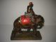 Pompeian Armour Bronze Sculpture Elephant With Indian Rider W Tusks Metalware photo 1
