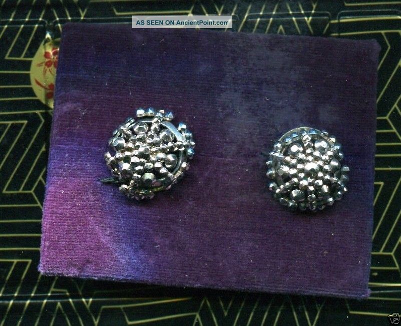 Victorian High Domed France Cut Steel Slides On Velvet Card Buttons photo