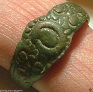 Rare Ancient Roman Fertility Ring Artifact/flower Swirls Size 8 Us photo