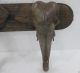 Antique Old Rare Hand Carved Wooden Elephant Bust Shaped Wall Hanger India photo 2