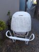 Wonderful Twenties Thirties Antique White Wicker Baby Carriage Buggy Stroller Baby Carriages & Buggies photo 5