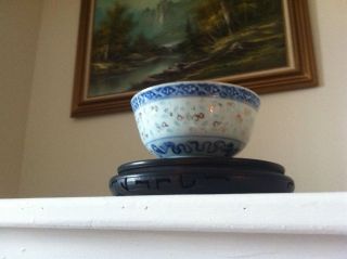 Chinese C.  1800 ' S Porcelain Transparent Rice Glaze Blue White Bowl photo
