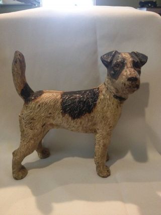 Hubley Cast Iron Large Fox Terrier Dog Doorstop 8 Inches Tall photo