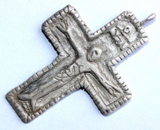 Byzantine Religious Silver Cross,  Pendant,  Amulet - Saints Circa 1200 Ad Pp photo
