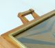 Art Deco Serving Tray With Geometric Marquetry Wood Glass And Brass Bauhaus Era Art Deco photo 8