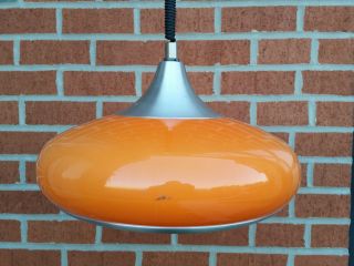 304.  Vintage Ufo Lamp About 1970 - Orange - Plastic - Pop Art Design photo