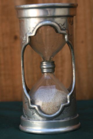 Antique Pewter (etain) & Glass Egg Timer With Intricate Decoration photo