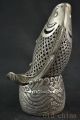 Collectible Decorate Handwork Old Miao Silver Carving Fish Big Incense Burner Other Antique Chinese Statues photo 1