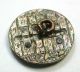 Antique Brass Button Hinge On Wood Grain W/ Cut Steel Accents Buttons photo 1