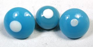3 Antique Charmstring Button Turquoise Color White Dot Top Swirl Back photo