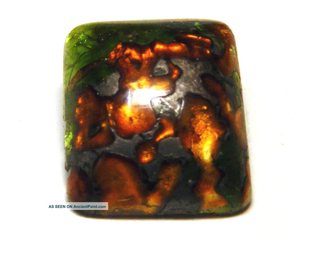 Antique Leo Popper Square Glass Erupting Volcano Button W Key Shank Buttons photo