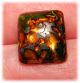 Antique Leo Popper Square Glass Erupting Volcano Button W Key Shank Buttons photo 1