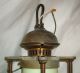 Antique Industrial Vaseline Custard Glass Hanging Cast Brass Ceiling Fixture Chandeliers, Fixtures, Sconces photo 1