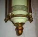 Antique Industrial Vaseline Custard Glass Hanging Cast Brass Ceiling Fixture Chandeliers, Fixtures, Sconces photo 2