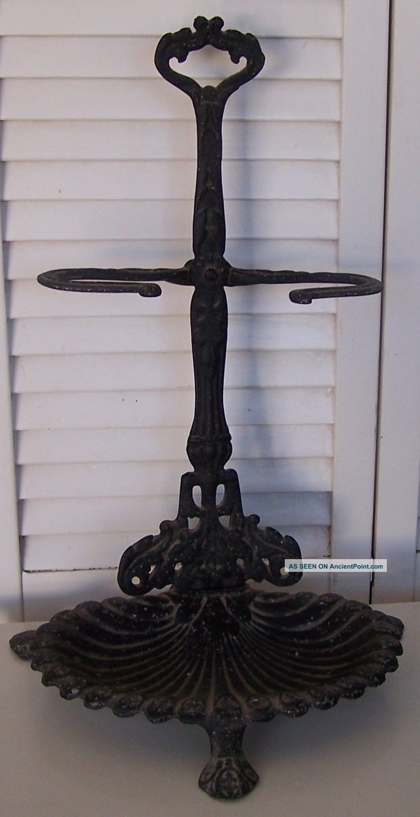 Antique Royal Ornate Hand Towel Holder Stand Painted Cast Metal Perfect Hearth Ware photo