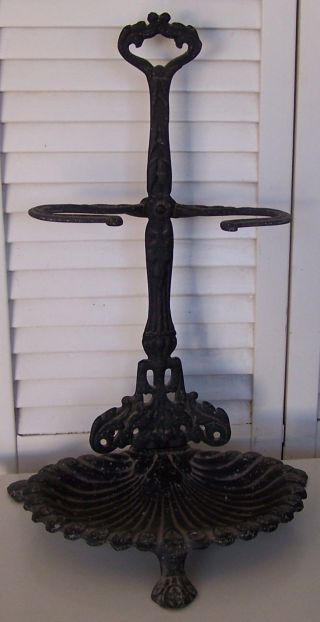 Antique Royal Ornate Hand Towel Holder Stand Painted Cast Metal Perfect photo