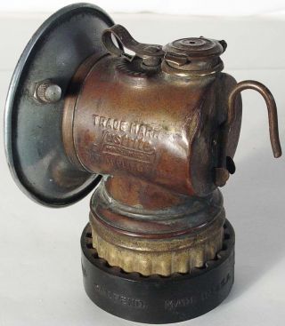 Early 1900 ' S Justrite Carbide Lamp For Miner ' S Hat With Patina photo