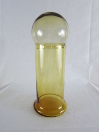 Vintage Amber Art Deco Glass Apothecary Bottle Jar W/ball Shape Lid photo