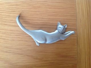 ' Beach Finds ' A Lovely ' Mali ' Cat Pewter Brooch See Details photo
