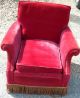 Red Mohair Club Chair Gold & Red Rope Fringe 1930s 1900-1950 photo 1