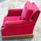 Red Mohair Club Chair Gold & Red Rope Fringe 1930s 1900-1950 photo 4