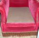 Red Mohair Club Chair Gold & Red Rope Fringe 1930s 1900-1950 photo 6