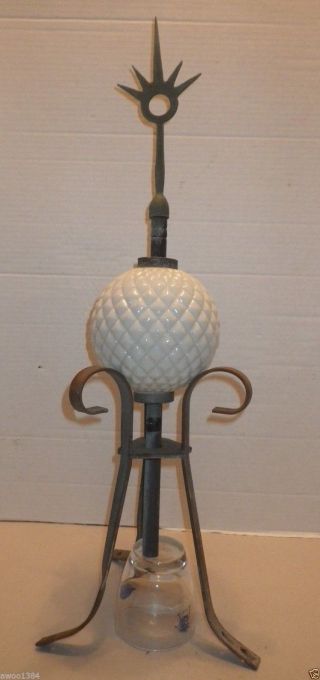 1800 ' S Antique Kretzer Lightning Rod Ball Milk Glass With Quilt Pattern photo
