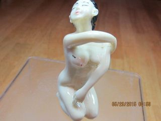 Hand Carving Woman Bathing Outside Netsucke Carved Alabaster Composition photo