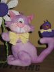 Primitive Hc Kitty Cat Doll W/ Flower & Bird Shelf Sitter Ornie Tuck Primitives photo 4