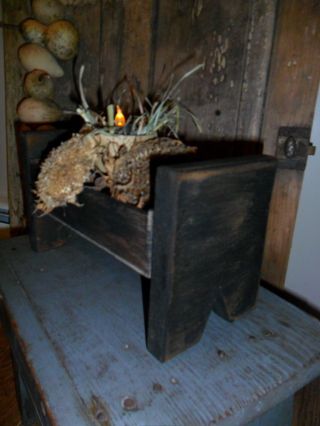 Primitive Early Look Bin,  Old Cigar Box,  Gourd Light,  Dried Sunflowers Heads photo