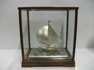 The Sailboat Of Silver Of Japan.  120g/ 4.  25oz.  A Japanese Antique. photo