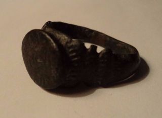 Rare Authentic Antique Roman Bronze Ring; Size 7 1/2 Us,  P Uk; 7.  4 Gr; Uk Find photo
