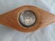 Antique Folk Art Paperweight Hand Carved Wood W/ Double Sided Domed Photo Primitives photo 1