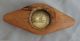 Antique Folk Art Paperweight Hand Carved Wood W/ Double Sided Domed Photo Primitives photo 2