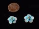 (2) Antique Venetian Micro Lampwork Realistic Flower Blue White Glass Buttons Buttons photo 1