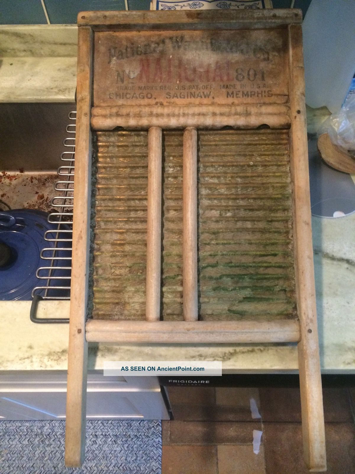 Antique Washboard National Washboard Co.  801 Brass King Early America Primitives photo