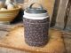 Small Antique Crock W Tin Lid Prairie Oats Primitives photo 1