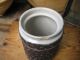 Small Antique Crock W Tin Lid Prairie Oats Primitives photo 2