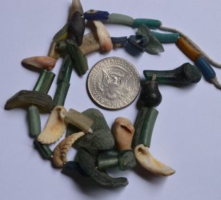 Ancient Roman Glass Fragment Beads 1 Medium Strand Shell 100 - 200 Bc 0141 photo