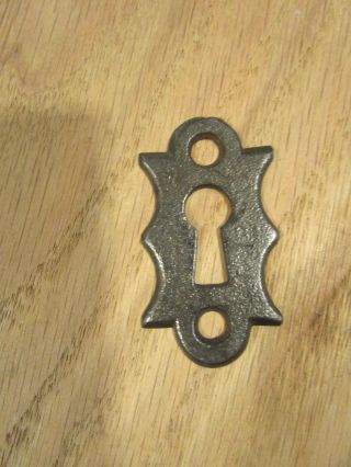 Old Victorian Antique Door Skeleton Key Hole Cover Cast Iron Steampunk Cabinet photo