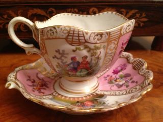 Antique 19th Dresden Cup And Saucer photo