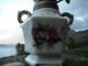 Vintage Hand Painted Miniature Parafin Lamp Empire Made Roses Detail.  Milk Glass 20th Century photo 2