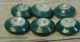 6 Green On White China Button Inkwell Quilt 7/16 