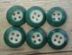 6 Green On White China Button Inkwell Quilt 7/16 