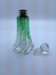 Antique Perfume Scent Bottle.  Cut Crystal Green Sterling Silver Rim London 1905 Sterling Silver (.925) photo 3